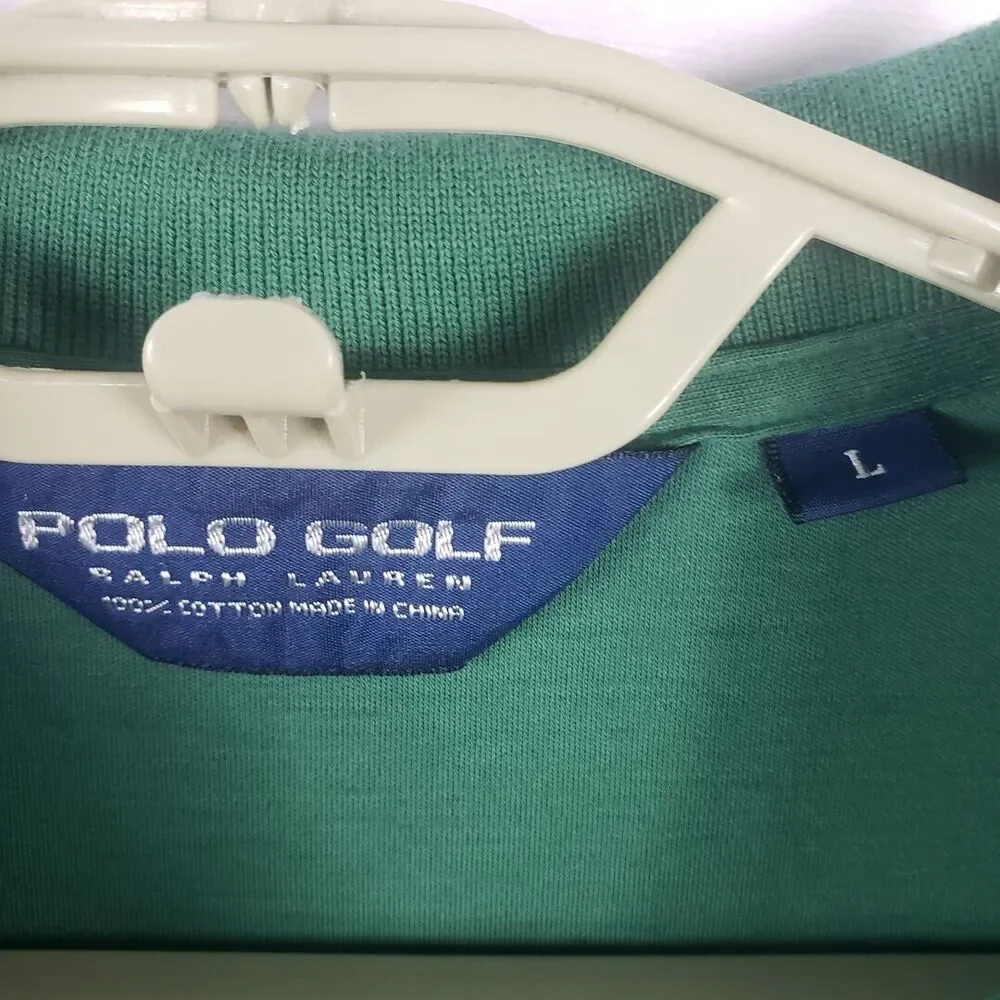 Ralph Lauren Polo Golf Shirt Mens L Green Long Sleeves Cotton